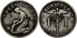 World Coins - Belgium, Albert I, Franc, 1929, Brussels, Bon pour 1 Franc, Nickel,