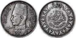 World Coins - Egypt, Farouk, 10 Piastres, 1937/AH1356, British Royal Mint, Silver, AU(55-58)
