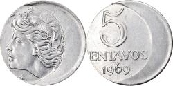 World Coins - Coin, Brazil, 5 Centavos, 1969, error off center strike, , Stainless