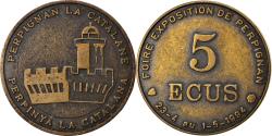 World Coins - France, 5 Ecu, Euro des Villes, 1994, Perpignan la catalane, , Copper