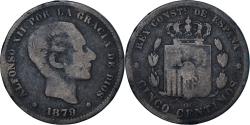World Coins - Coin, Spain, 5 Centimos, 1879