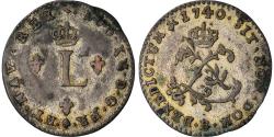 World Coins - Coin, France, Louis XV, Double sol (2 sous) en billon, 2 Sols, 1740, Rouen