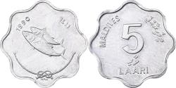 World Coins - MALDIVE ISLANDS, 5 Laari, 1990, Aluminum, , KM:69
