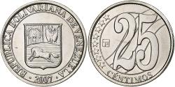 World Coins - Venezuela, 25 Centimos, 2007, Maracay, Nickel plated steel, , KM:91
