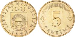World Coins - Coin, Latvia, 5 Santimi, 1992, , Nickel-brass, KM:16