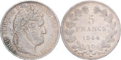 World Coins - France, Louis Philippe I, 5 Francs, 1844, Lille, Silver,
