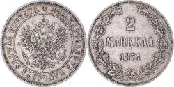 World Coins - Coin, Finland, Alexander II, 2 Markkaa, 1874, Helsinki, , Silver