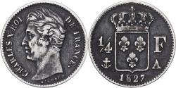 World Coins - France, Charles X, 1/4 Franc, 1827, Paris, Silver, , Gadoury:353