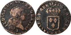 World Coins - France, Louis XV, Liard au buste enfantin, 1721, Reims, Copper,