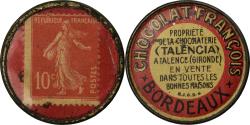 World Coins - Coin, France, Chocolat François, Bordeaux, 10 Centimes, Timbre-Monnaie