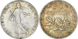 World Coins - Coin, France, Semeuse, 50 Centimes, 1914, Paris, AU(55-58), Silver, KM:854
