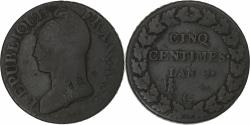 World Coins - France, 5 Centimes, Dupré, AN 9, Geneva, Copper, , Gadoury:126b