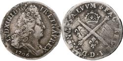 World Coins - France, Louis XIV, 10 Sols aux insignes, 1706, Lyon, Silver,
