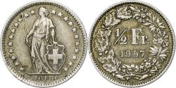 World Coins - Switzerland, 1/2 Franc, 1957, Bern, Silver, , KM:23