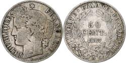 World Coins - France, 50 Centimes, Cérès, 1887, Paris, Silver, , Gadoury:419a