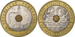 World Coins - France, 20 Francs, Jeux Méditerranéens, 1993, Pessac, Tri-Metallic,