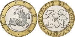 World Coins - Monaco, Rainier III, 10 Francs, 1992, Paris, Bi-Metallic,