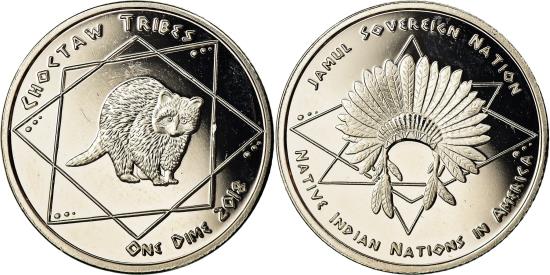 Coin, United States, Dime, 2018, U.S. Mint, Tribu Chocktaw