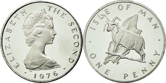 Coin, Isle of Man, Elizabeth II, Penny, 1976, , Platinum, KM:33b