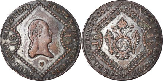 Coin, Austria, Franz II (I), 15 Kreuzer, 1807, Schmollnitz, , Copper