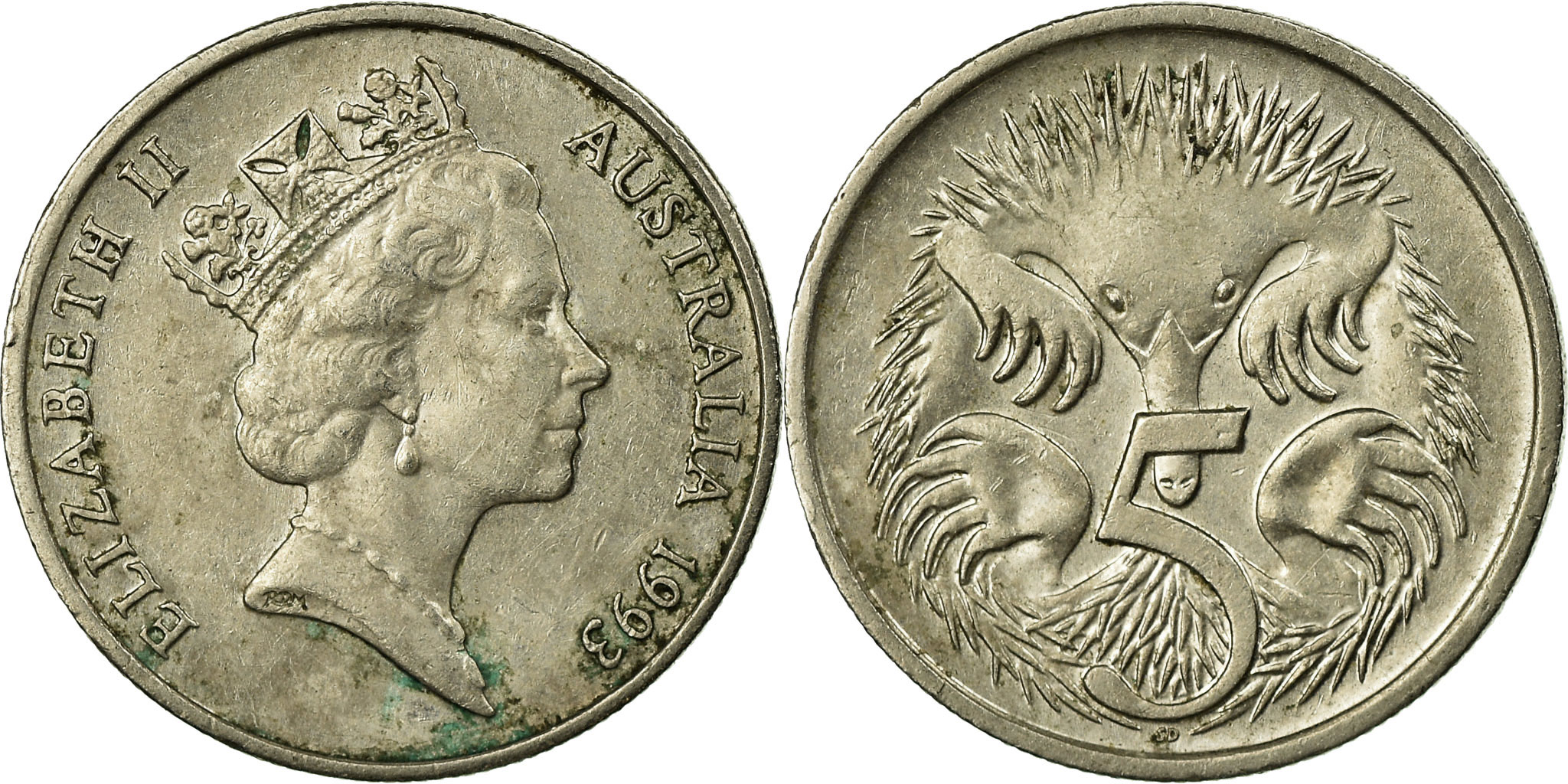 Coin, Australia, Elizabeth II, 5 Cents, 1993, , Copper-nickel, KM:80