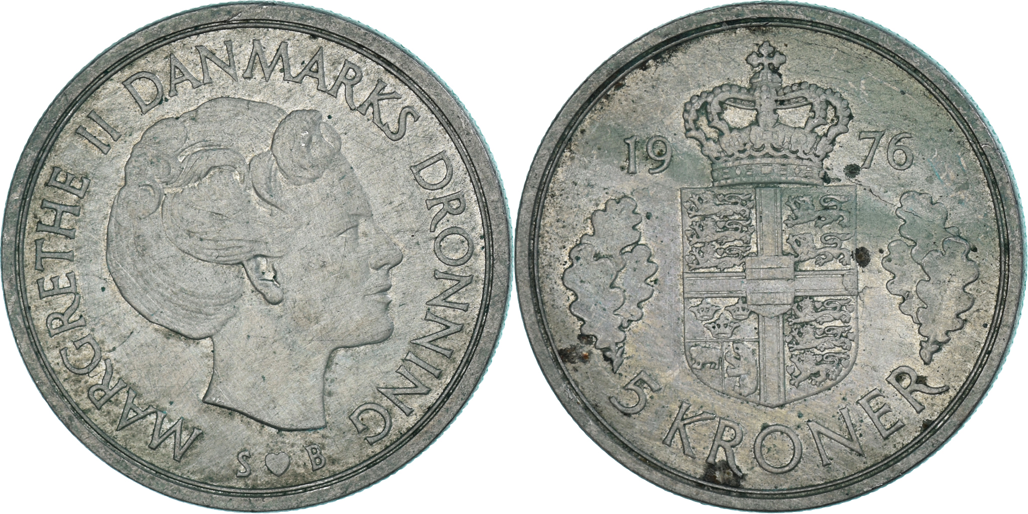 Coin, Denmark, 5 Kroner, 1976 | European Coins