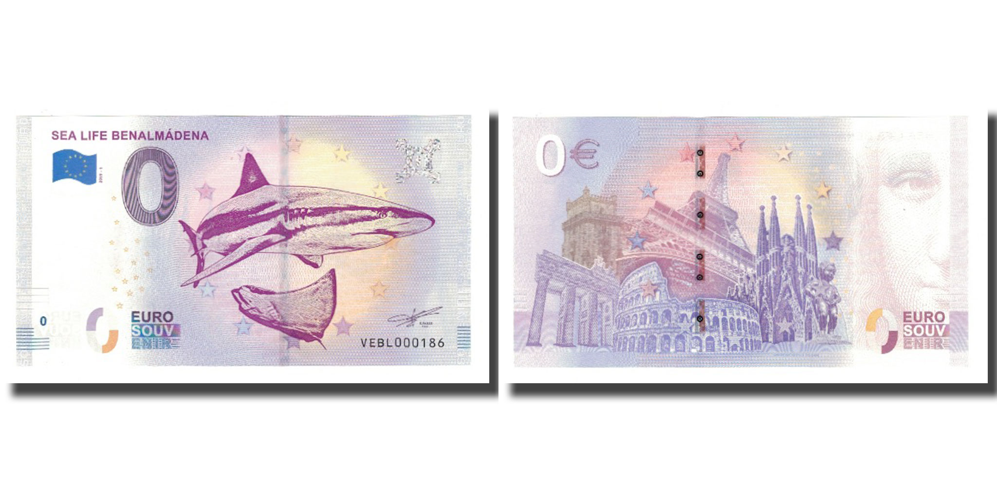 Billet Souvenir 0 Euro – San Marino / Saint Marin – Papier Fiduciaire, éléments De Sécurité, 135 X 74 Mm