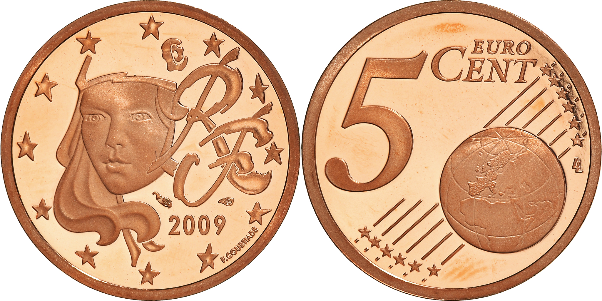 France, 5 Euro Cent, 2009, Paris, BE, , Copper Plated Steel, Gadoury:3