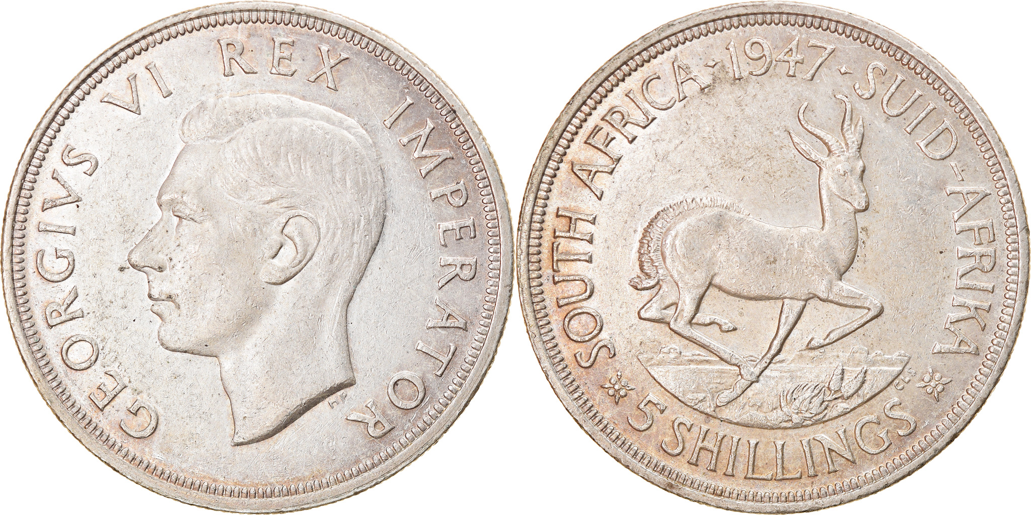 Coin, South Africa, George VI, 5 Shillings, 1947, , Silver, KM:31