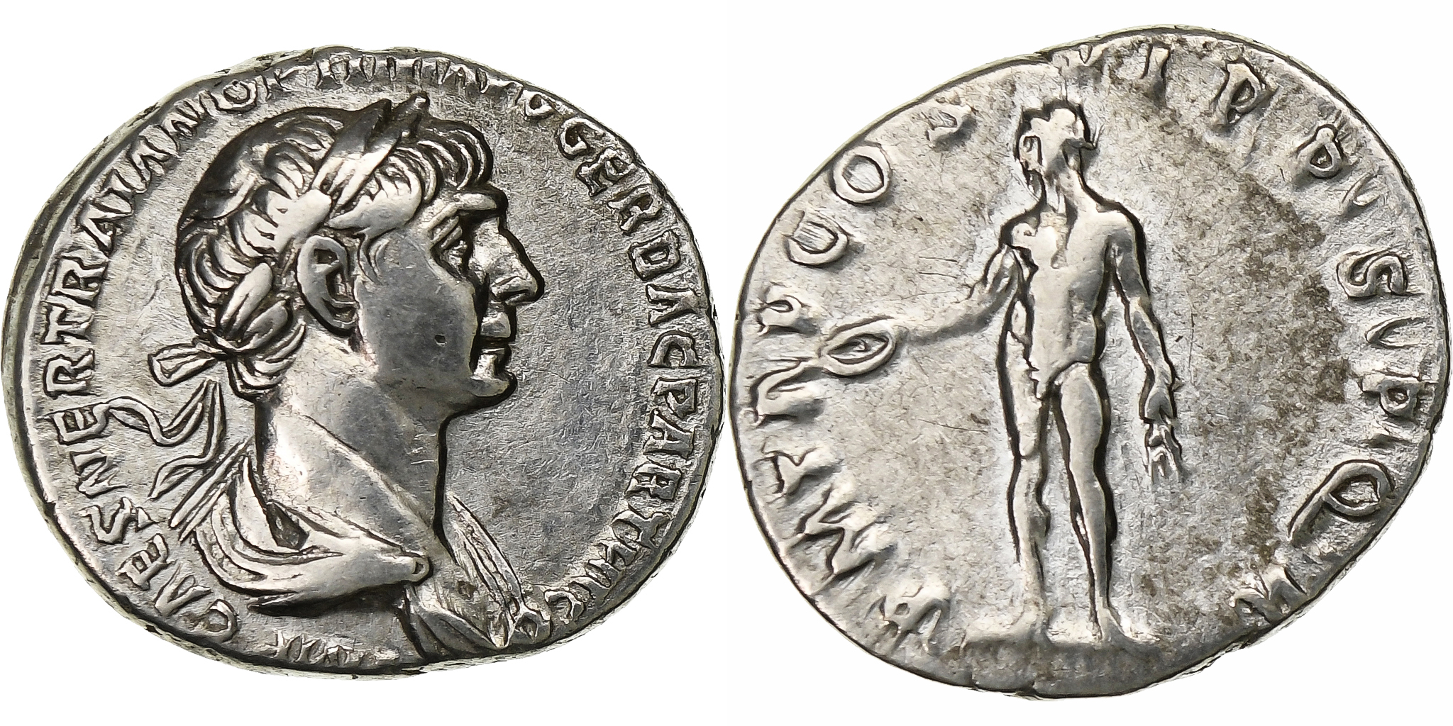 Trajan, Denarius, 114-117, Rome, Silver, , RIC:347 | Roman