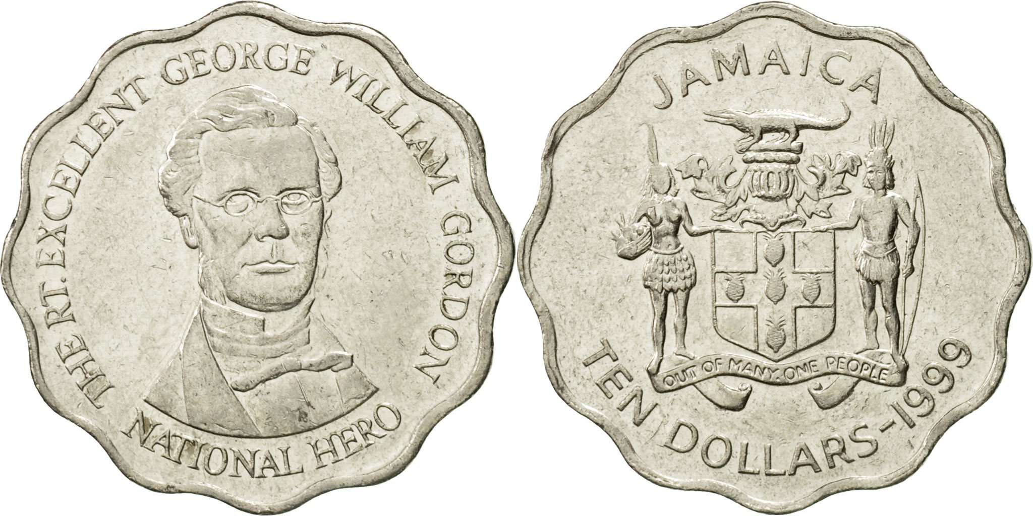 Coin, Jamaica, Elizabeth II, 10 Dollars, 1999, British Royal Mint,