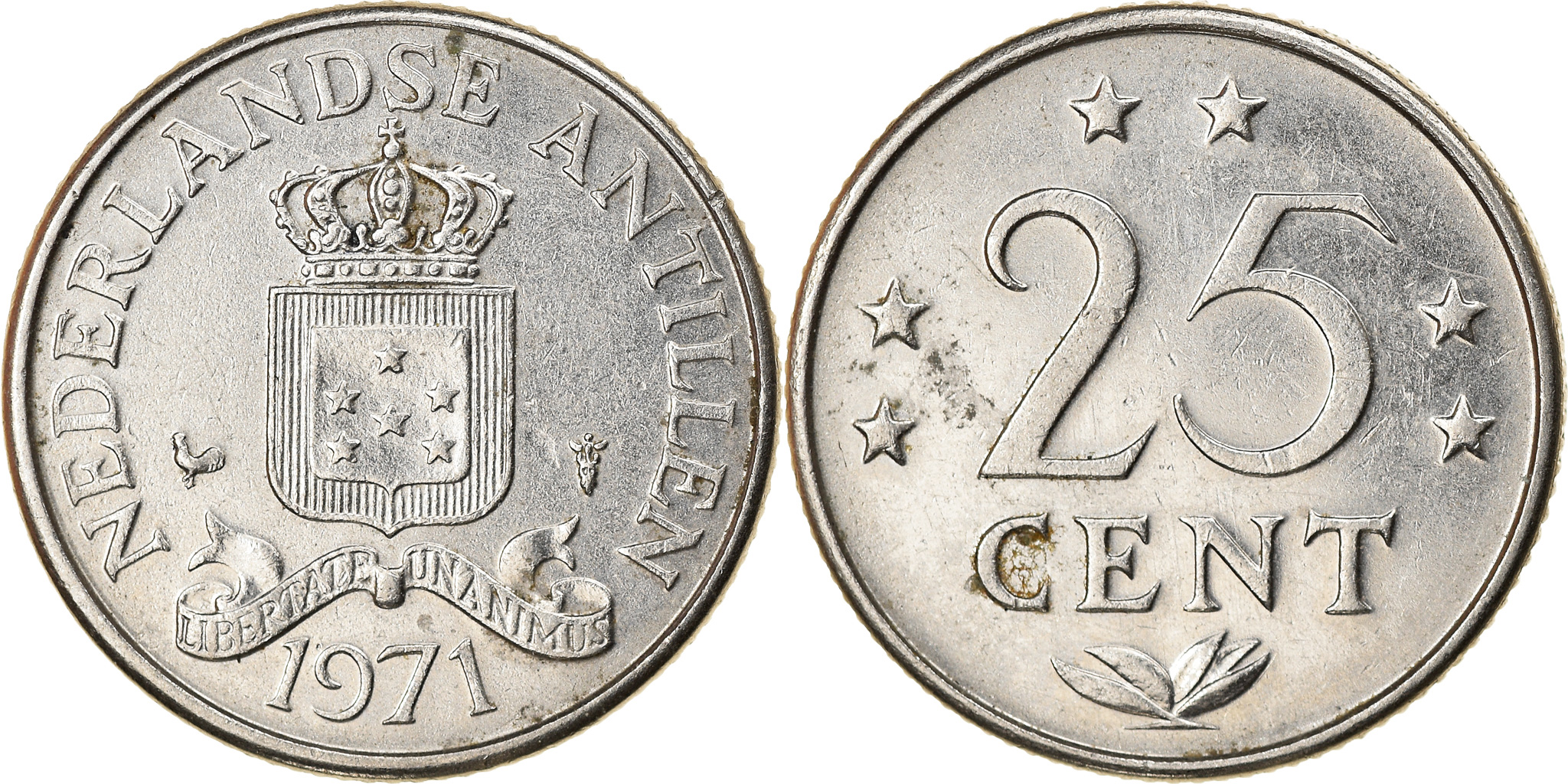 Coin, Netherlands Antilles, Beatrix, 25 Cents, 1971, , Nickel, KM:11