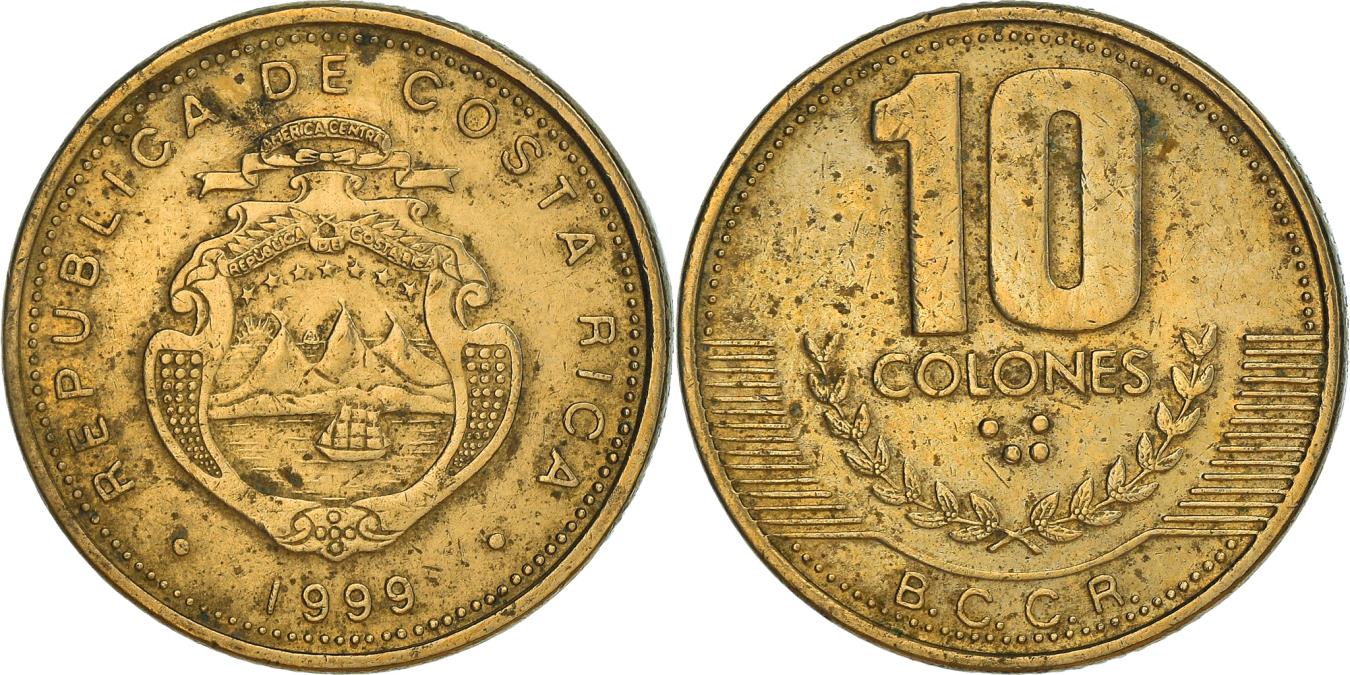 Coin, Costa Rica, 10 Colones, 1999, , Brass, KM:228a.1 | North 