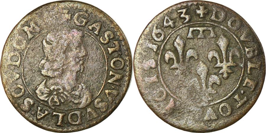 World Coins - Coin, FRENCH STATES, DOMBES, Gaston de Orleans, Double Tournois, 1643, Trévoux