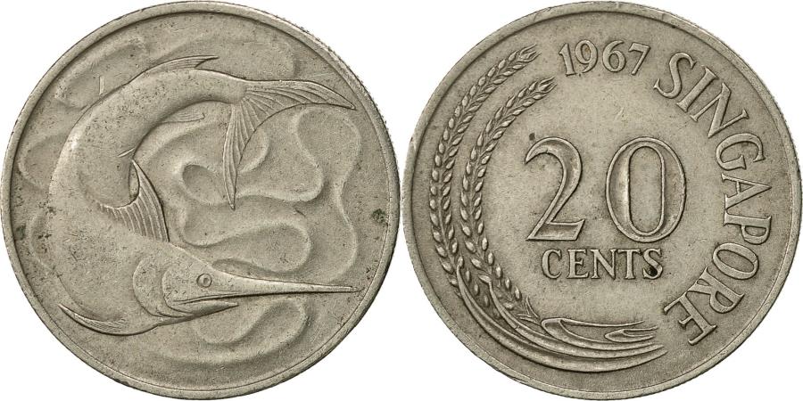 Singapore, 20 Cents, 1967, Singapore Mint, , Copper-nickel, KM:4