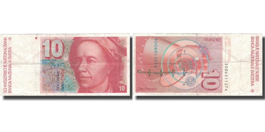 Banknote Switzerland 10 Franken 1991 1991 Km 53j Vf 30 35