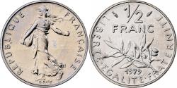World Coins - France, 1/2 Franc, Semeuse, 1979, MDP, série FDC, Nickel,