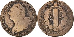 World Coins - Coin, France, Louis XVI, 2 Sols, 1791, Lille, , Métal de cloche