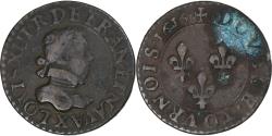 World Coins - France, Louis XIII, Double Tournois, 1616, Amiens, 3rd type, Copper,