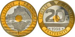 World Coins - Coin, France, Mont Saint Michel, 20 Francs, 1998, Proof / BE,