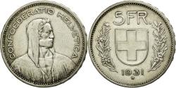 World Coins - Coin, Switzerland, 5 Francs, 1931, Bern, , Silver, KM:40