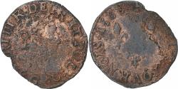World Coins - France, Henri III, Double Tournois, 1583, Poitiers, Copper,