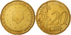 World Coins - Netherlands, Beatrix, 20 Euro Cent, BU, 2002, Utrecht, Nordic gold,