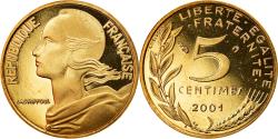 World Coins - Coin, France, Marianne, 5 Centimes, 2001, Paris, Proof,