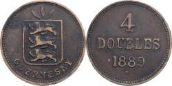 World Coins - Guernsey, Victoria, 4 Doubles, 1889, Heaton, Bronze, , KM:5