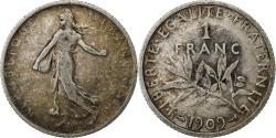 World Coins - France, Franc, Semeuse, 1909, Paris, Silver, , Gadoury:467, KM:844.1