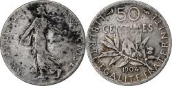 World Coins - France, 50 Centimes, Semeuse, 1904, Paris, Silver, , Gadoury:420
