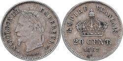 World Coins - Coin, France, Napoleon III, 20 Centimes, 1867, Strasbourg, , Silver