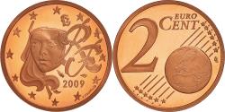World Coins - France, 2 Euro Cent, 2009, Paris, Proof / BE, , Copper Plated Steel