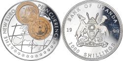 World Coins - Coin, Uganda, New euro - Austria 1 cent, 1000 Shillings, 1999,